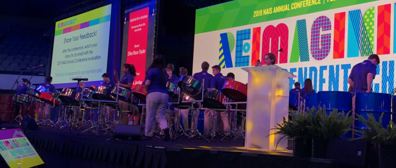 Steel drum band plays for NAIS and Disneyland