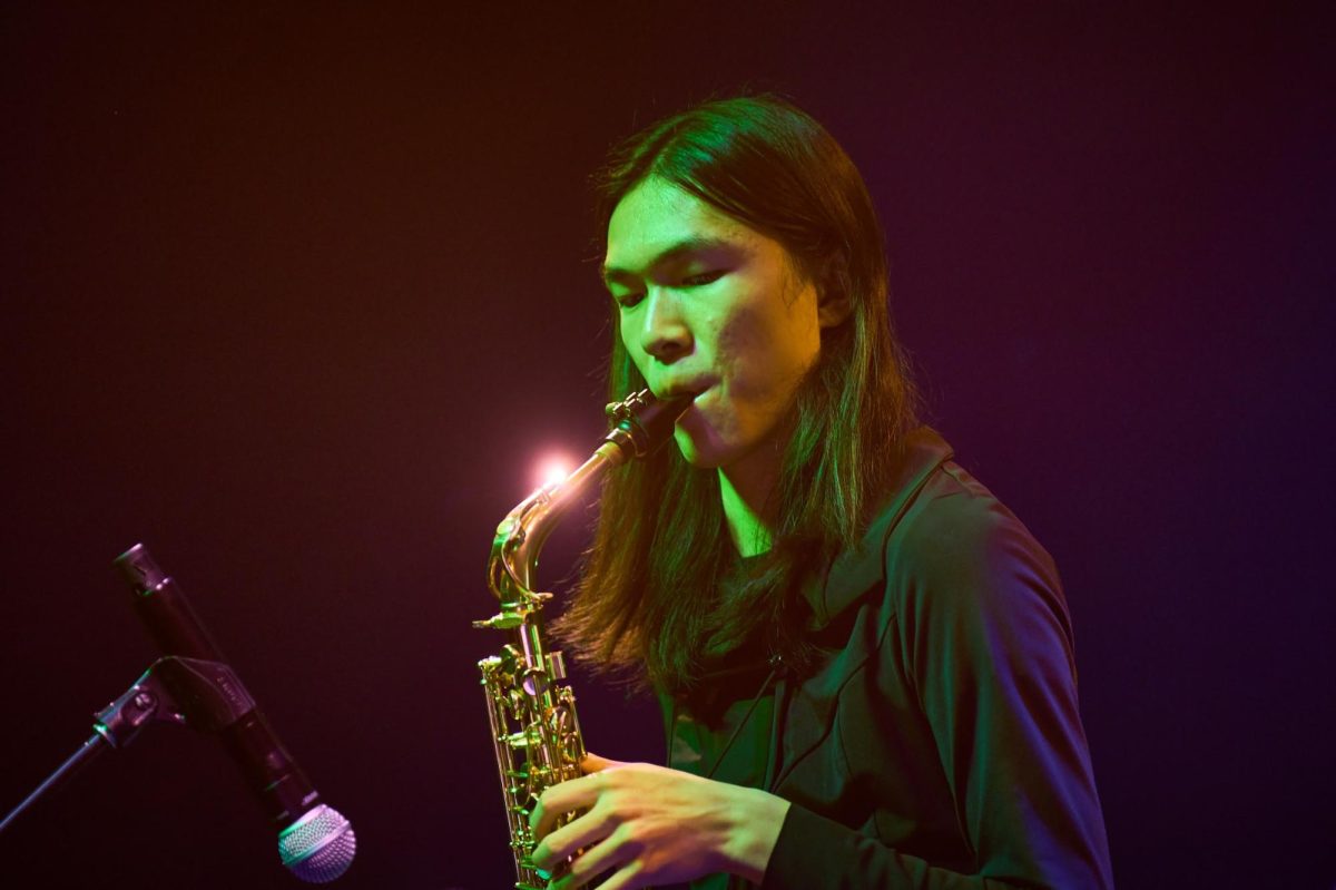 All That Jazz: Andromeda plays the saxophone at the Nueva concert at
the Guild. 